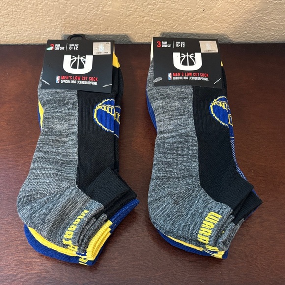2- 3pks NBA Men’s Low Cut Golden State Warriors Socks Blue Sz 6-12 - Picture 1 of 5